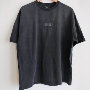 YoungLa 4052 Repeated Emblem Black Wash Thick T Tee Shirt